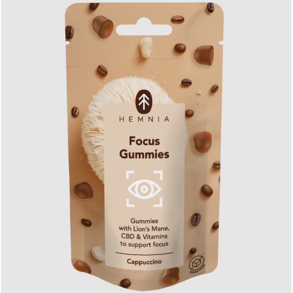 Focus Gummies - zur Unterstützung der Konzentration, Geschmacksrichtung Cappuccino, 30 Stück | Hemnia